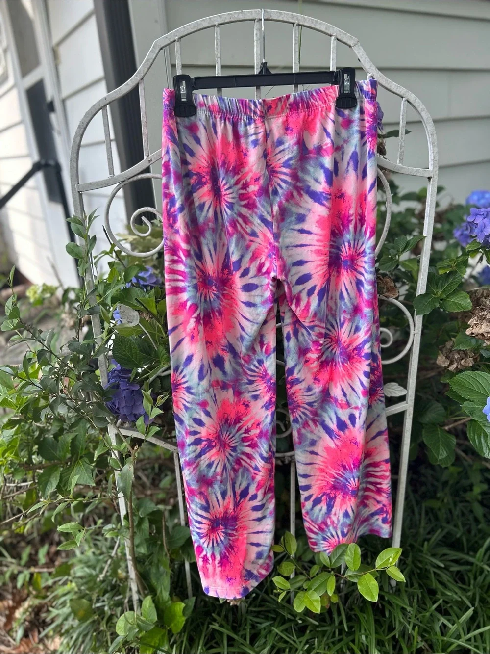 BOBBIE BROOKS tie dye lounge pants size L pajama knit bright neon sunburst